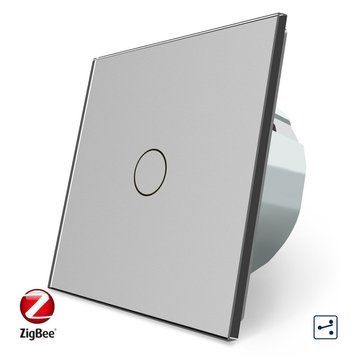 Розумний сенсорний прохідний/перехресний ZigBee вимикач 1 сенсор Livolo сірий скло (VL-C701SZ-15) VL-C701SZ-15 фото