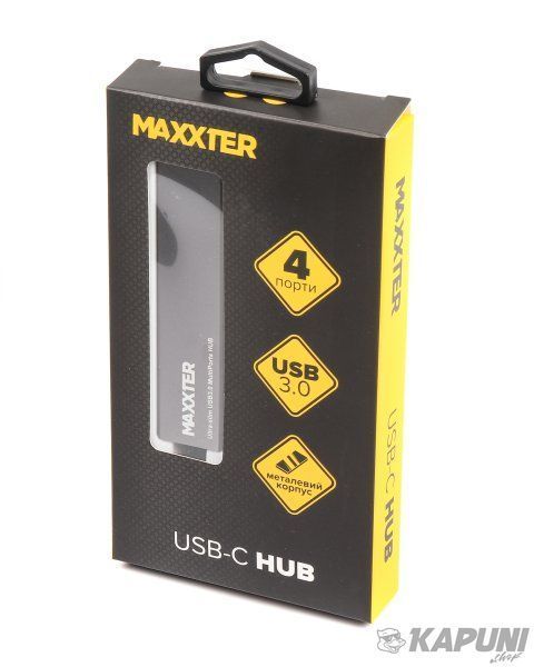 Хаб Maxxter USB 3.0 Type-С на 4 порти, метал, темно-сірий HU3C-4P-02 HU3C-4P-02 фото