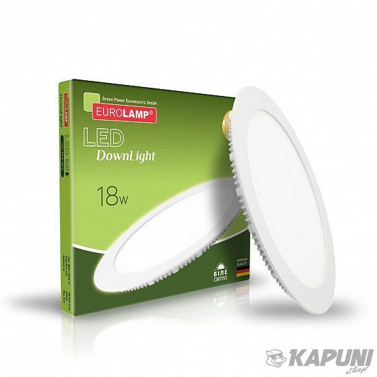 LED Світильник круглий врізний 18W-4000K EUROLAMP LED-DLR-18/4 фото
