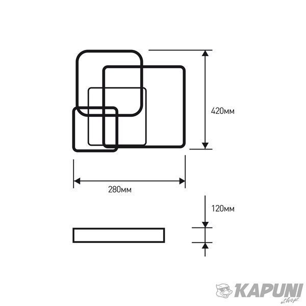 LED Люстра акриловая квадратная M20 65W-3000-6500K EUROLAMP LED-LS-65-M20(black) фото