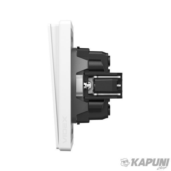 Выключатель двухклавишный проходной белый матовий VIDEX NOTA, 250 V, IP20 VF-NT-SW2P-WH 28849 фото