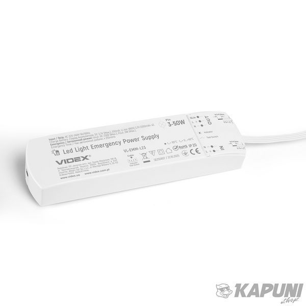 Блок аварійного живлення для LED світильників VIDEX, 3-50W, AC 220-240 V, DC 230V (Max) VL-EMM-L23 28756 фото
