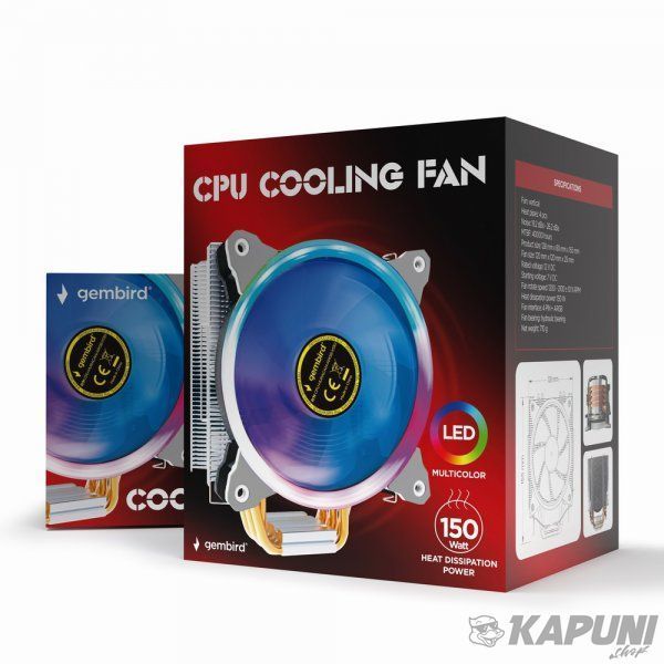 Кулер универсальный, 12 см, TDP 150 Вт, Intel LGA 775/115X/1200 и AMD Gembird CPU-HURACAN-ARGB-X130 CPU-HURACAN-ARGB-X130 фото