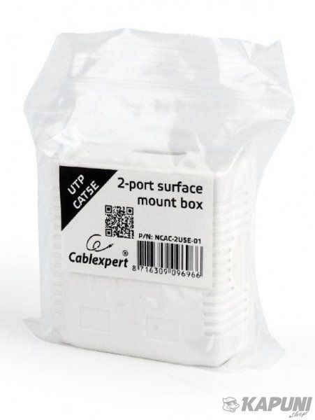 Розетка Cablexpert на 2 порти, RJ-45, 5Е cat, зовнішня NCAC-2U5E-01 NCAC-2U5E-01 фото