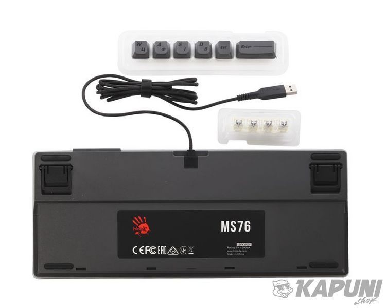 Клавіатура магнітна ігрова, USB, RGB підсвічування, Magnetic Switch Bloody MS76 (Iron Grey) фото