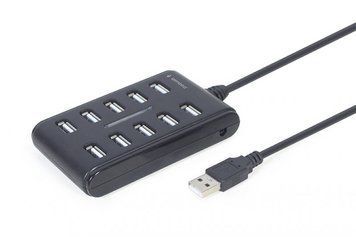 Хаб на 10 портов USB 2.0, пластик, черный Gembird UHB-U2P10P-01 UHB-U2P10P-01 фото