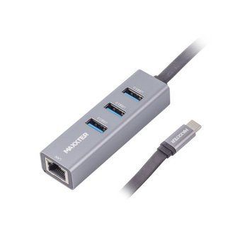 Адаптер, с Type-C на Gigabit Ethernet, 3 Ports USB 3.0, 1000 Mbps, металл, темно-серый NECH-3P-02 NECH-3P-02 фото