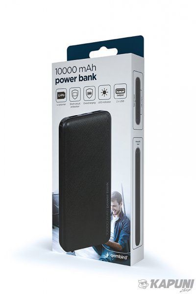 Повербанк RIVACASE Gembird 10000mAh Black (PB10-02) PB10-02 фото