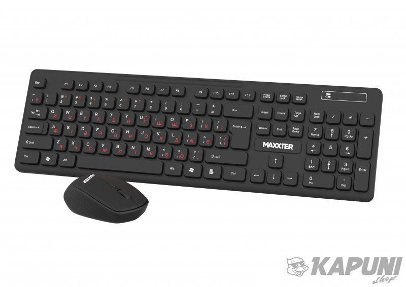 Беспроводной комплект Maxxter (клавиатура + мышка), черный KMS-WCM-02B-UA KMS-WCM-02B-UA фото
