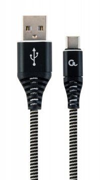 Кабель USB 2.0 A-тато/Type-C тато, преміум, 2.1 А, CC-USB2B-AMCM-2M-BW CC-USB2B-AMCM-2M-BW фото