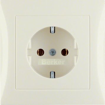 Розетка Berker S.1/B.3/B.7 с заземлением цельная с рамкой белая 47428982 KPN-009158 фото