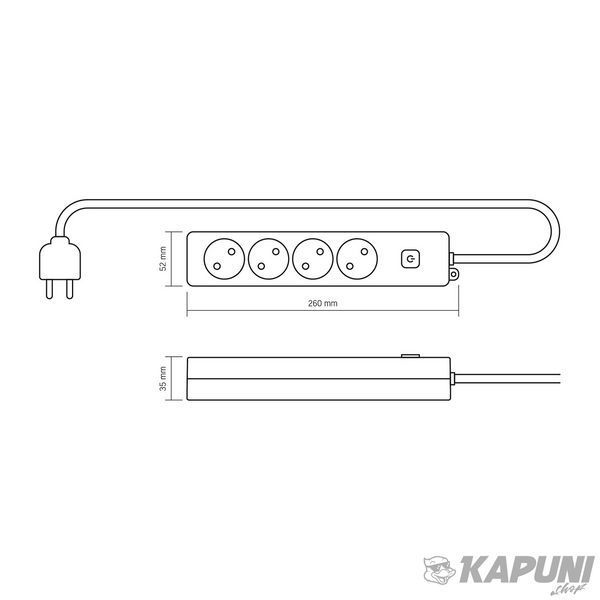 Мережевий удлинитель VIDEX ONCORD б/с 4п 3м с кнопкою White VF-PD43-W 28795 фото