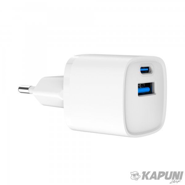 Сетевое зарядное устройство для Gembird 1 USB-A + 1 Type-C (PD20Вт + QC3.0 18Вт), белый TA-UC-PDQC20-W-01 TA-UC-PDQC20-W-01 фото