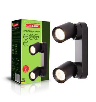 Світильник спот для ламп 2*30Вт GU10 чорний EUROLAMP LH2-LED-GU10(black)new фото