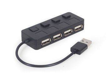 Хаб на 4 порта USB 2.0, с выключателями, пластик, черный Gembird UHB-U2P4-05 UHB-U2P4-05 фото