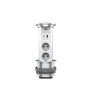 Висувна розетка на дві розетки, USB-A, USB Type-C Livolo cірий (VL-SHS021-FCTC-FCUA.UC-S) VL-SHS021-FCTC-FCUA.UC-S фото
