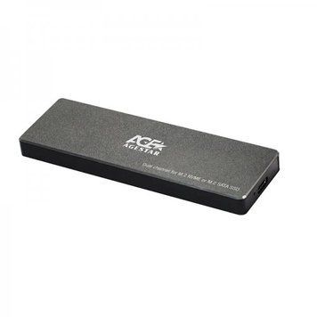 Зовнішня кишеня для M2 SATA&NVME, метал, чорний Agestar 31UBVS6C (Black) 31UBVS6C (Black) фото