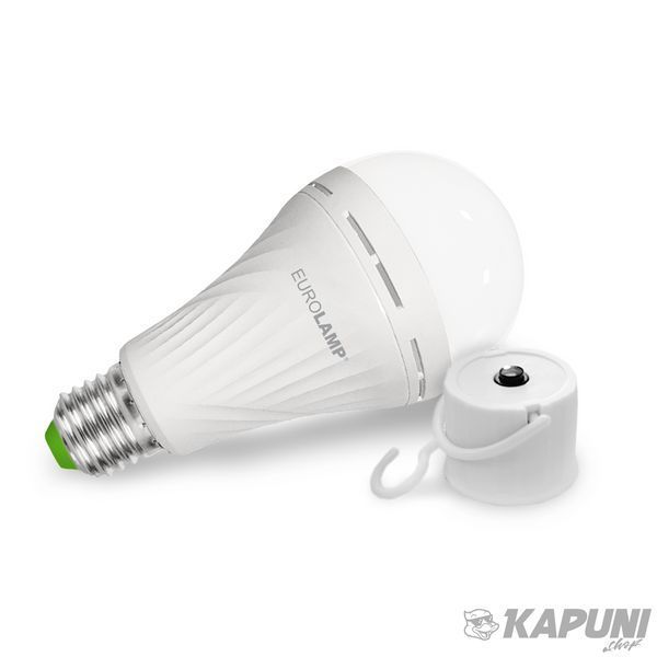 Лампа светодиодная аккумуляторная EUROLAMP A70 10Вт E27 4500К LED-A70-09274(EM) МБ-00238053 фото