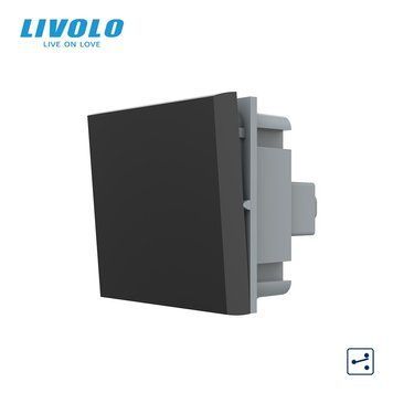 Механізм одноклавішний прохідний вимикач Livolo чорний (VL-FCMKS-2BP) 720100112 фото