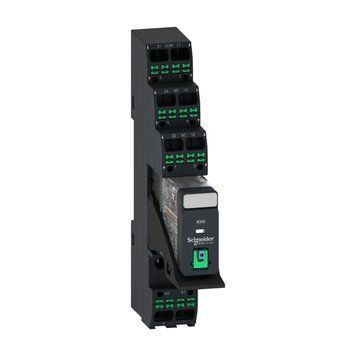 Предварительно собранное электромеханическое реле Harmony RXG с Push-in клеммами, 5A, 2CO, без LED, с блокируемой кнопкой тестирования 24В постоянного тока Schneider Electric RXG21BDPVP фото