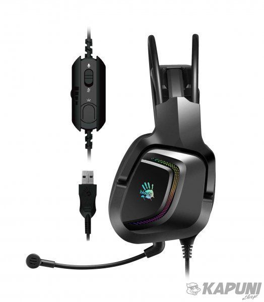 Игровые наушники с микрофоном, Hi Fi, 7.1 виртуальный звук, RGB подсветка, USB Bloody G575 Bloody (Black) G575 Bloody (Black) фото