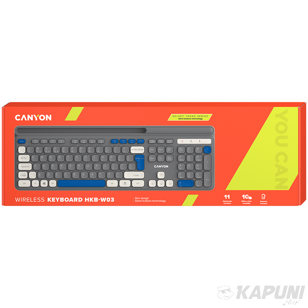 CANYON keyboard HKB-W03 EN AAA Wireless Grey CNS-HKBW03DG фото
