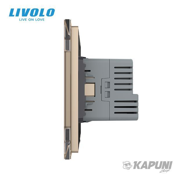 Электрическая розетка с USB Type-C Power Delivery 18 Вт Livolo золотой (VL-C7CTF16A.UC18W-2AP) VL-C7CTF16A.UC18W-2AP фото