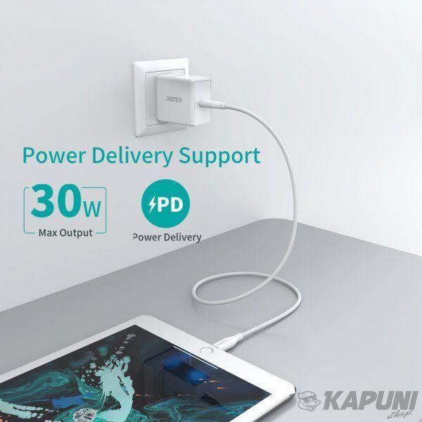Кабель MFI, USB 2.0 Power Delivery (PD), C-тато/Lightning, 1 м, IP0040-WH IP0040-WH фото