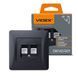 Розетка CAT6+CAT3 двойная черный графіт VIDEX BINERA, IP20 VF-BNSK2PC6TF3-BG 24574 фото 1