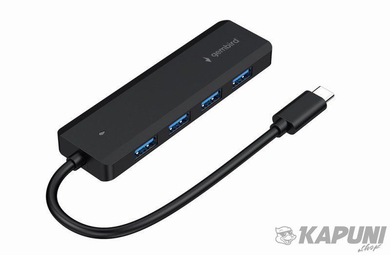 Хаб Gembird на 4 порти USB 3.1,USB-C, USB-C PD, пластик, чорний UHB-CM-U3P4P-01 UHB-CM-U3P4P-01 фото
