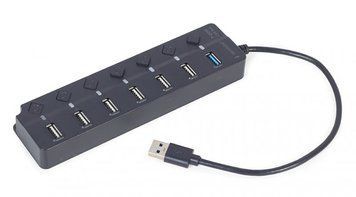 Хаб на 7 портов (1xUSB3.1 + 6xUSB2.0), с выключателями, пластик, черный Gembird UHB-U3P1U2P6P-01 UHB-U3P1U2P6P-01 фото
