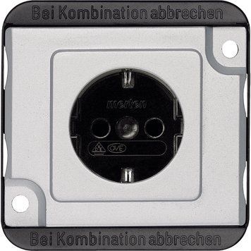 Розетка с заземлением и шторками 16А Schneider Electric Merten Panzer алюминий (MTN2300-7060) MTN2300-7060 фото
