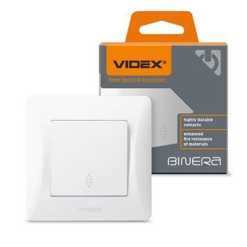 Вимикач одноклавішний прохідний білий VIDEX BINERA, 250 V, IP20 VF-BNSW1P-W 24451 фото