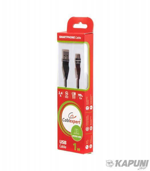 Кабель micro USB 2.0 A-тато/Micro B-тато, преміум, 2.4 А, CCPB-M-USB-11BK CCPB-M-USB-11BK фото