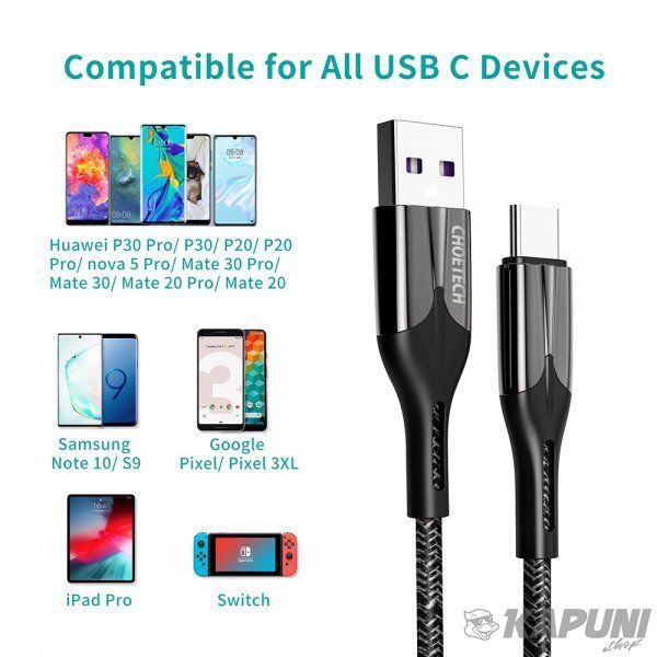 Кабель премиум качество USB 2.0, A-папа/C-папа, 5A, 1,2м., AC0013-BK AC0013-BK фото