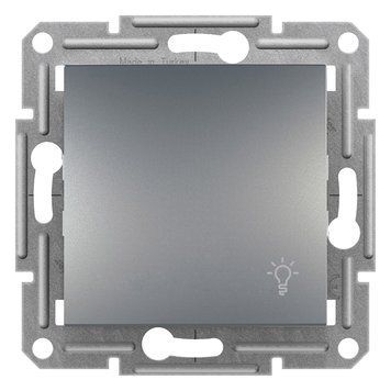 Кнопочный выключатель Schneider Electric Asfora с символом "Свет" сталь EPH0900162 EPH0900162 фото