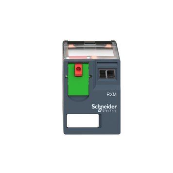 Промежуточное реле Schneider Electric Мініатюрне вставное реле, электромеханические реле Harmony, 6 А, 4 переключающих контакта, без світлодіода, кнопка тестування, що блокується, плоска (тип faston), 230 В переменного тока RXM4AB1P7 RXM4AB1P7 фото
