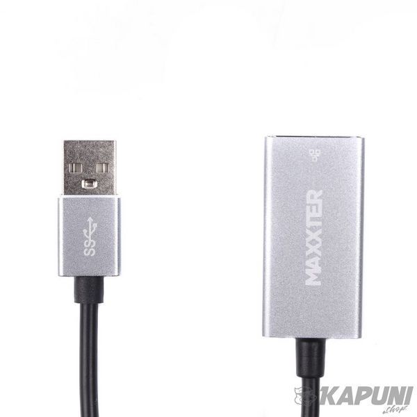 Адаптер, USB на Ethernet, 100 Mbps, металл, темно-серый Maxxter NEA-U2-01 фото