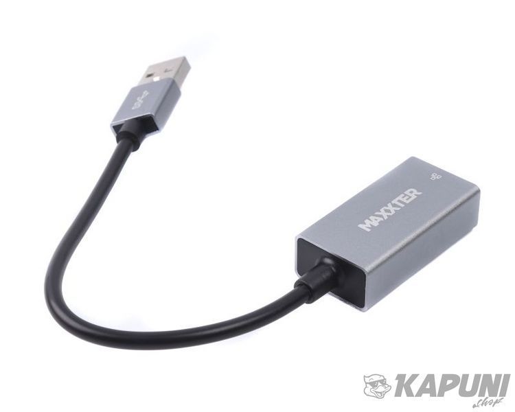 Адаптер, USB на Ethernet, 100 Mbps, металл, темно-серый Maxxter NEA-U2-01 фото