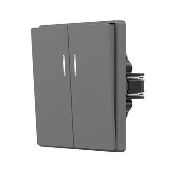 Вимикач двоклавішний з підсвіткою сірий графіт VIDEX NOTA, 250 V, IP20 VF-NT-SW2L-GR 28847 фото