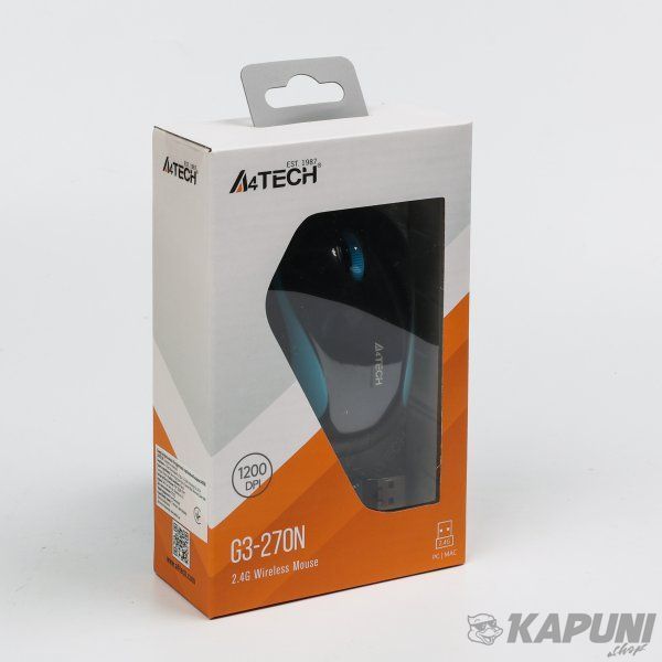 Миша бездротова V-Track USB, 1000 dpi, чорний + синій A4Tech G3-270N (Black+Blue) G3-270N (Black+Blue) фото