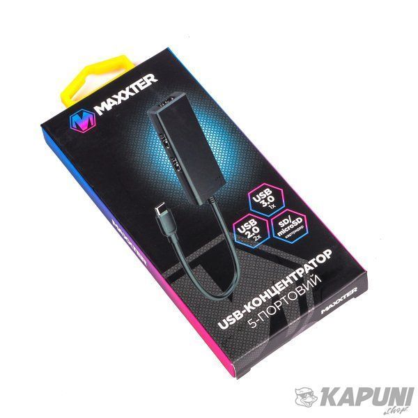 Хаб Maxxter USB 3.0 Type-C на 3 порта, 1x USB3.0 USB A + 2x USB2.0 USB A + 1x SD card HU3C-3PTF-01 HU3C-3PTF-01 фото