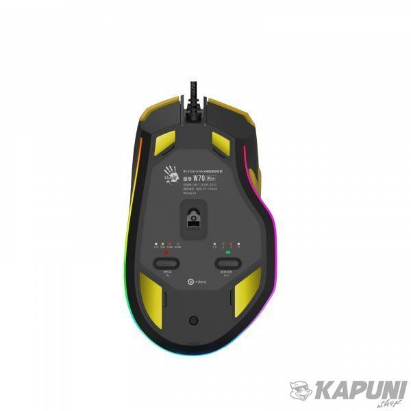Ігрова миша Bloody Activated, RGB, 10000 CPI, 50M натискань, жовтий Bloody W70 Max Bloody (Punk Yellow) #N/A фото
