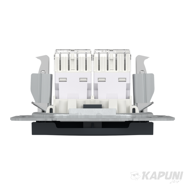 Комп'ютерна розетка Schneider Electric Asfora RJ45 кат. 6 UTP подвійна антрацит EPH4800171 EPH4800171 фото