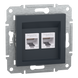 Комп'ютерна розетка Schneider Electric Asfora RJ45 кат. 6 UTP подвійна антрацит EPH4800171 EPH4800171 фото 2
