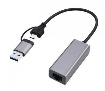 Сетевой адаптер Cablexpert 2,5 Гбит/с, USB type-A/type-C (комбо коннектор), серый A-USB3AC-LAN2G-01 A-USB3AC-LAN2G-01 фото