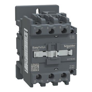 Контактор Schneider Electric триполюсний EasyTeSys 40 А категорія застосування для електродвигунів 220 В змінного струму 50 гц LC1E40M5 LC1E40M5 фото