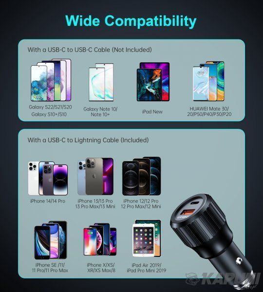 Автомобільний зарядний пристрій Choetech 63W USB + Type-C Black (TC0010-BK) TC0010-BK фото