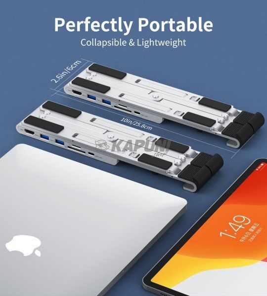 Док станция USB-C 7-в-1 (HDMI/PD/картридер/USB-A/USB-C), алюминий Choetech HUB-M43-SL HUB-M43-SL фото