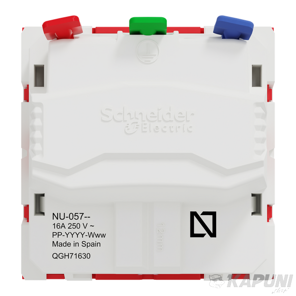 Розетка Schneider Electric Unica New с заземлением и защитными шторками 2 модуля красная NU305703 NU305703 фото